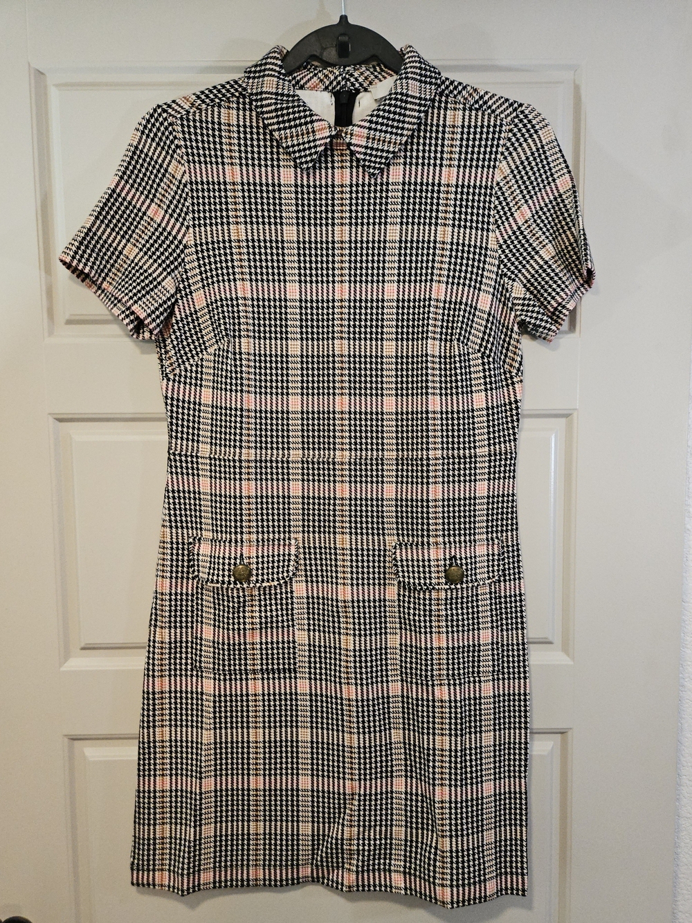 LOFT Plaid Ponte Button Pocket Shift Dress - XSP - Mod